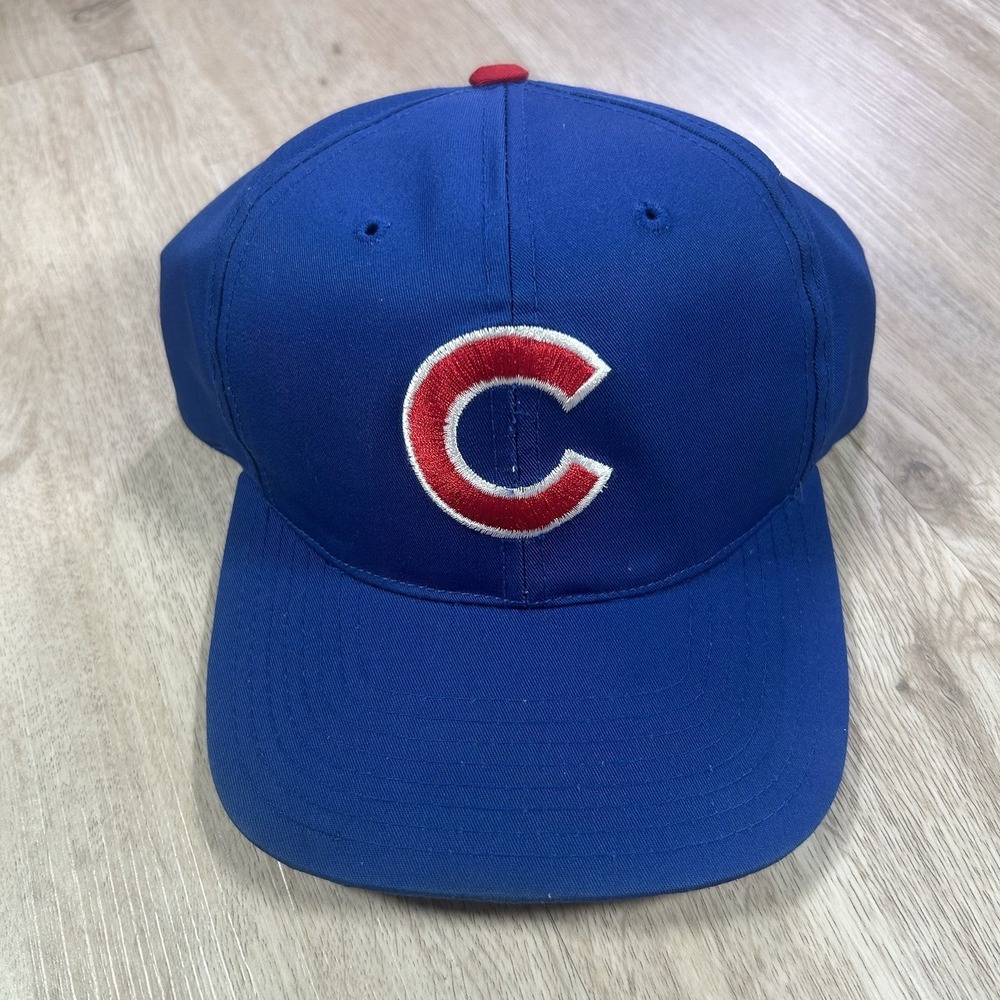 VTG Chicago Cubs Snapback Hat‎ MLB Baseball Blue Plain Logo 7 Cap